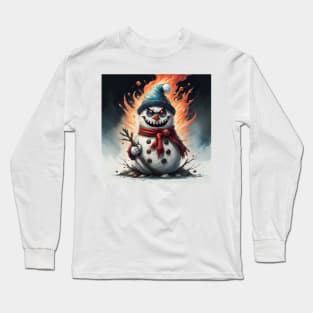 Scary snowman in fire Long Sleeve T-Shirt